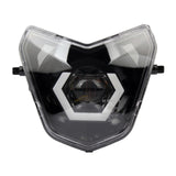 Motorcycle headlight with clear cover on a white background