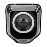 Car headlight with clear cover on a white background