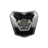 Black and silver LED light on a white background