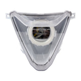 Motorcycle headlight assembly on a white background