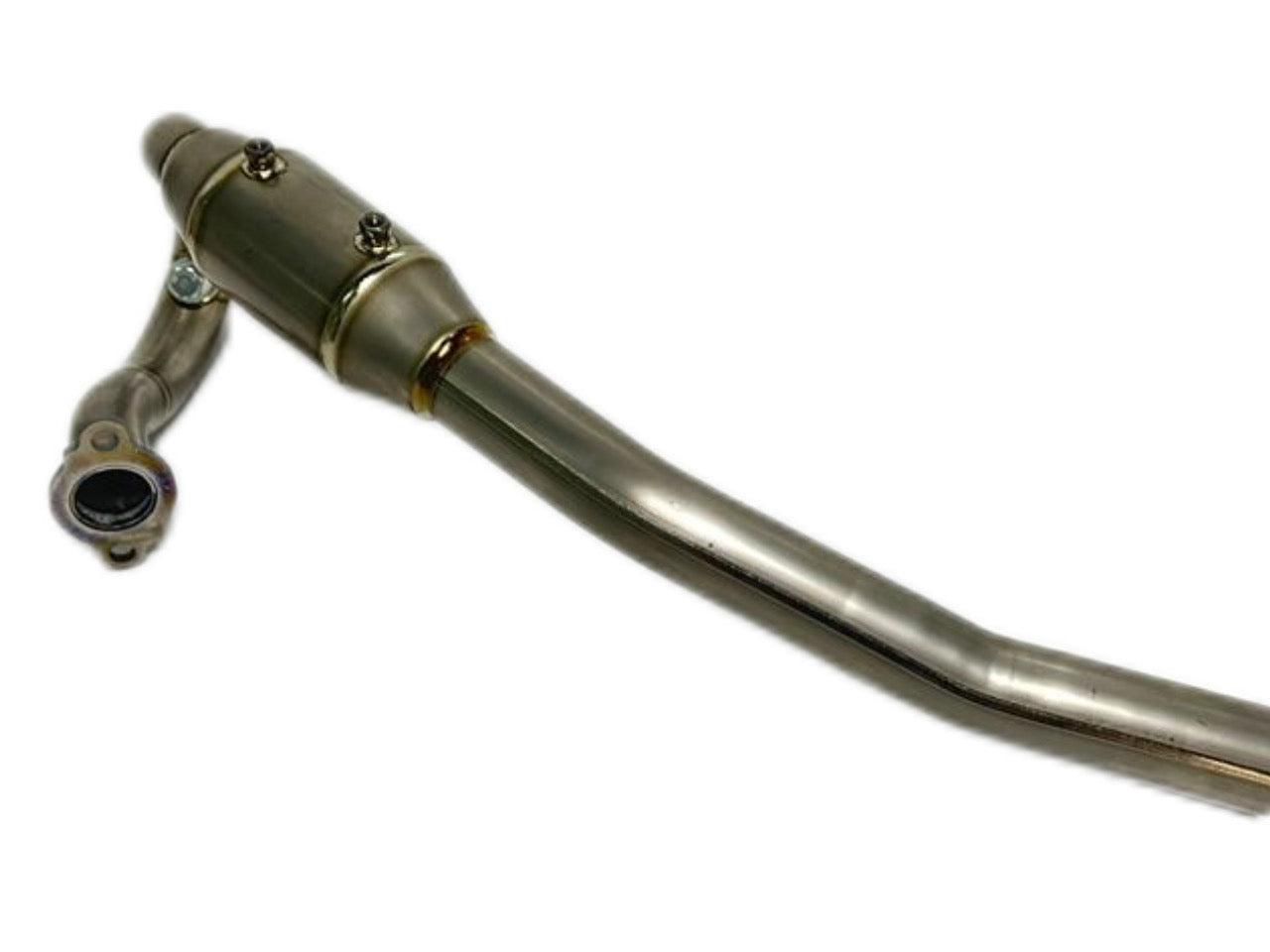 Metallic exhaust pipe on a white background