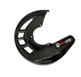 Carbon fiber disc guard with 'Wolf Carbon' branding on a white background