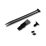 Black and gray mechanical components on a white background